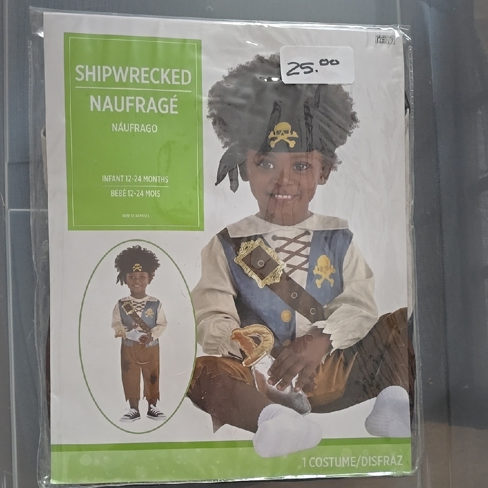 Shipwrecked Pirate Costume for Kids - Blue and Brown